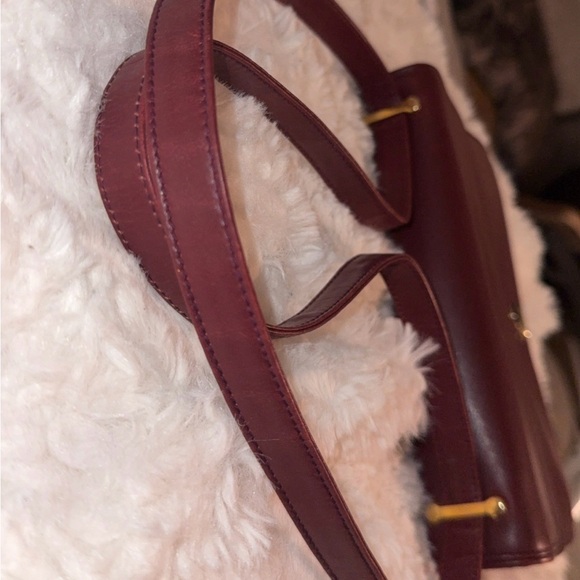 Vintage 1970s Gucci Burgundy Leather Shoulder Bag Gold Crest Italy - Picture 10 of 13